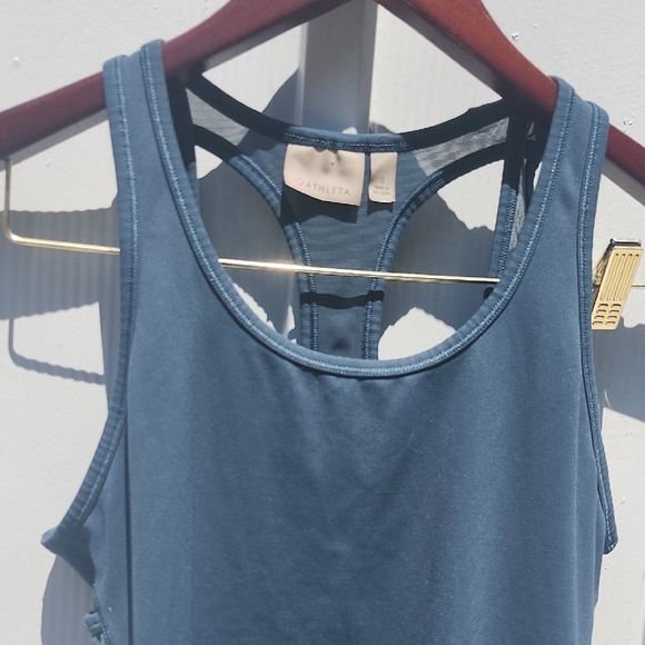 Athleta Fitted Blue Cut Out Tank Top - Picture 5 of 7
